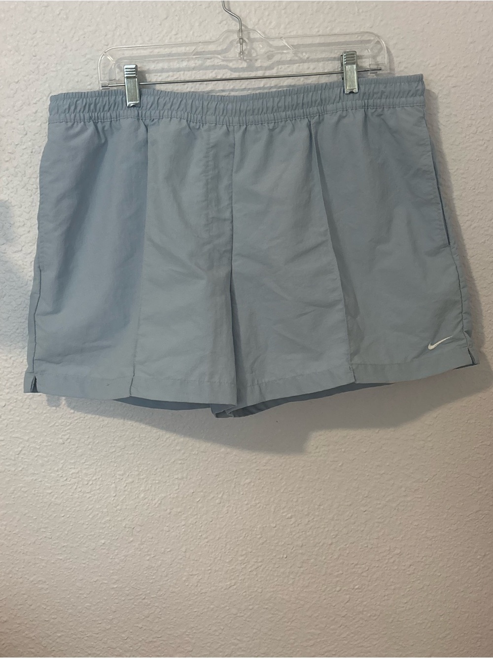 Nike Women’s Light Blue Athletic Shorts with White Swoosh